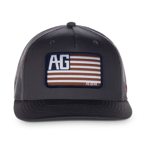 American flag on grey hat