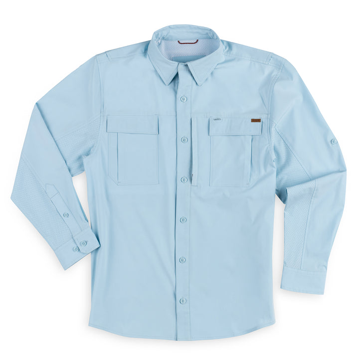haybaler breathable farm shirt work shirt ranch shirt cape back UPF30 light blue
