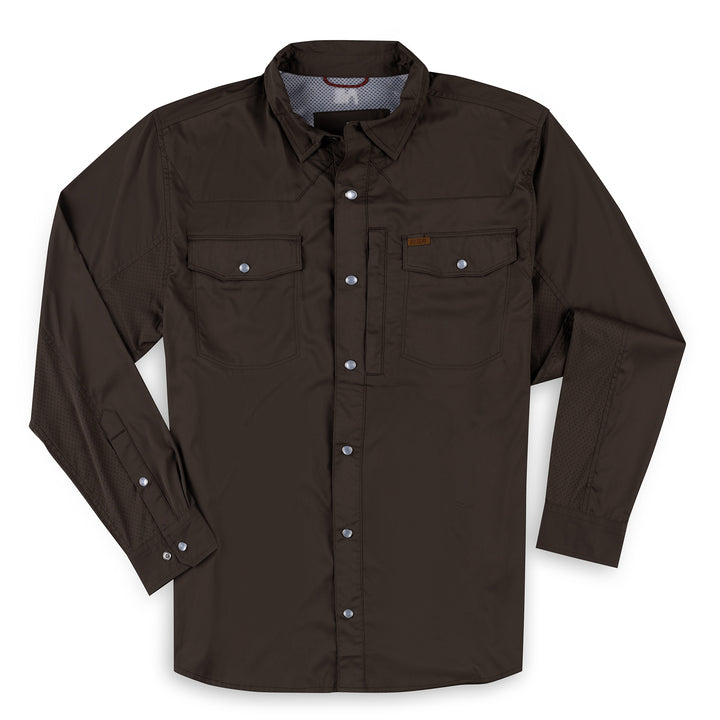 brown stockyard farm shirt ranch shirt pearl snaps western cut work shirt on ranch laser perforation pearl snaps 