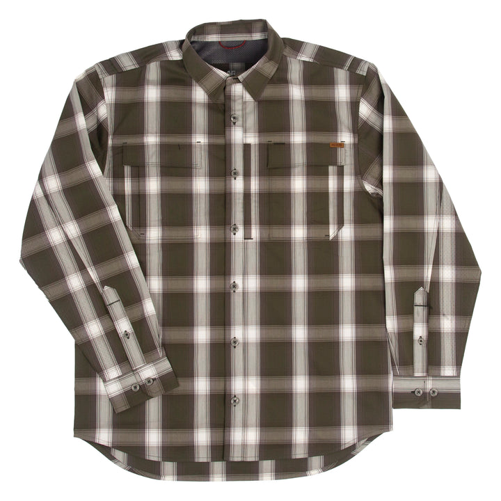 haybaler breathable farm shirt work shirt ranch shirt cape back UPF30 plaid moss