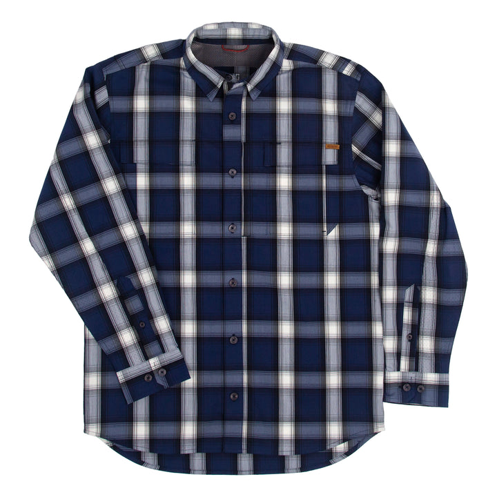 haybaler breathable farm shirt work shirt ranch shirt cape back UPF30 plaid blue