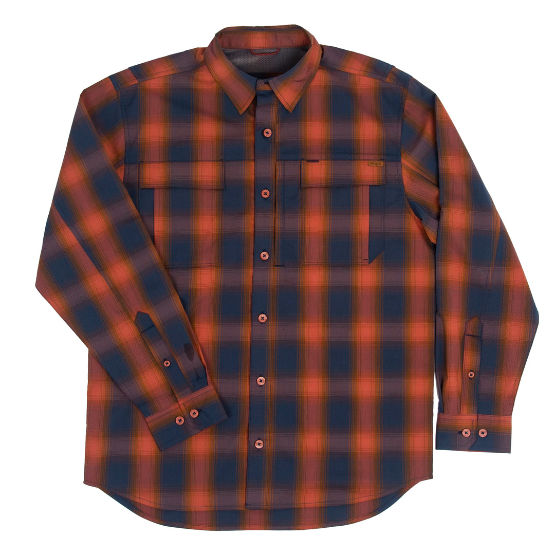 haybaler breathable farm shirt work shirt ranch shirt cape back UPF30 plaid red
