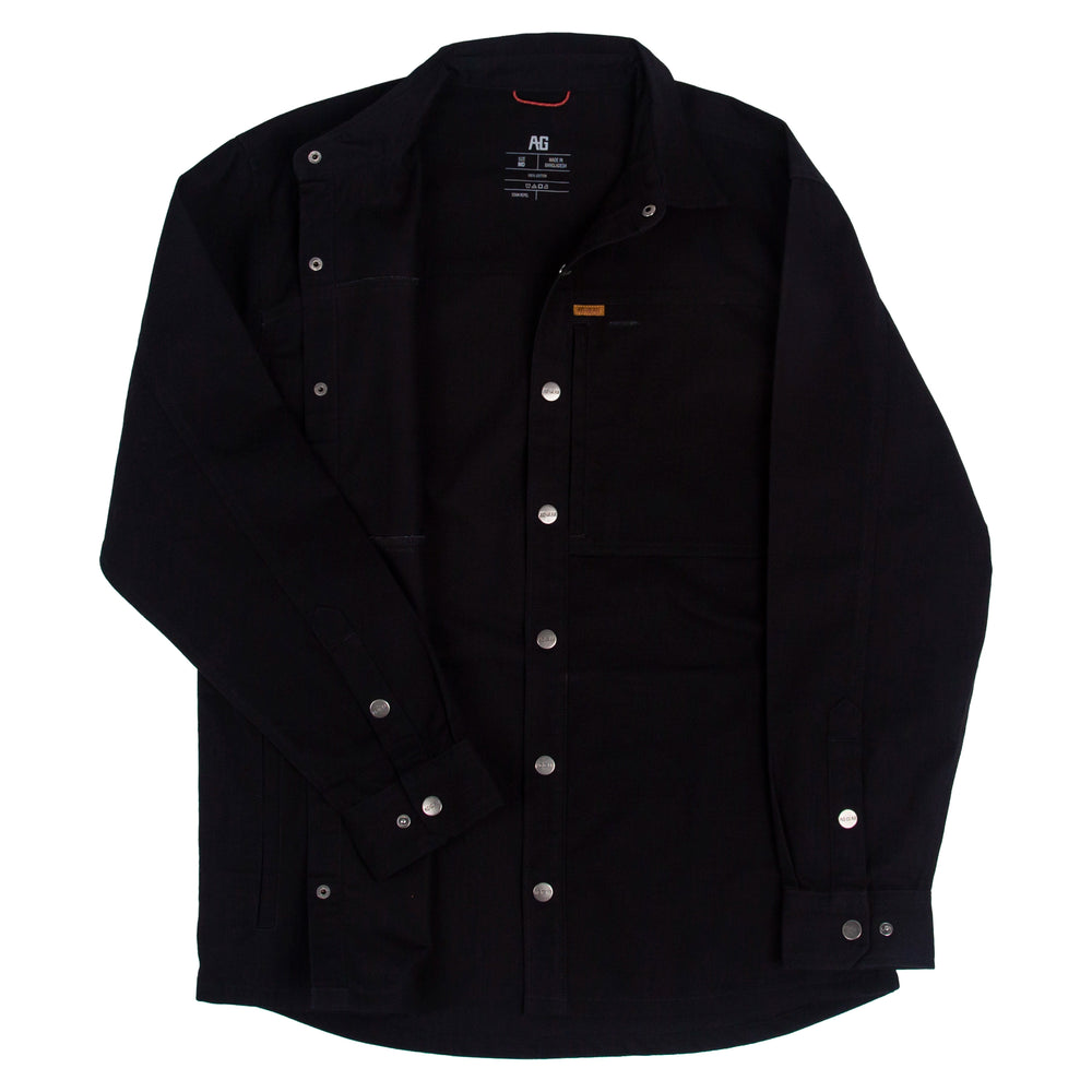 farmhand cotton overshirt shirt jack button farm jacket ranch jacket black