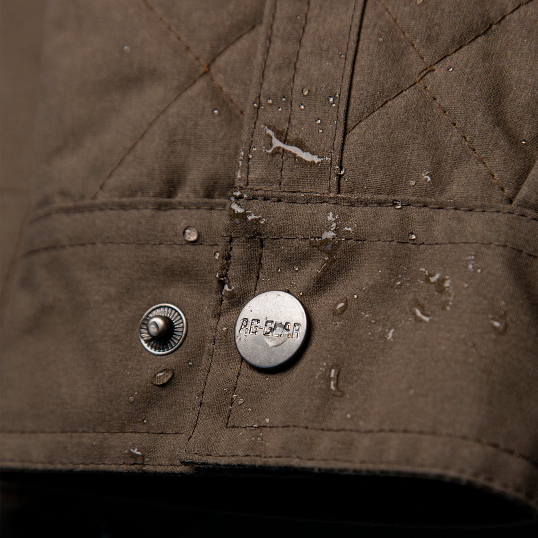 waxed cotton field jacket farm jacket ranch jacket in brown cuff link water resistant