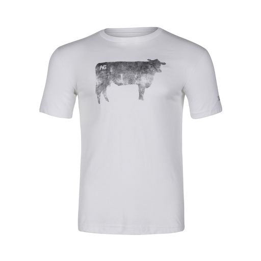 AG cow graphic on white cotton teeshirt farm shirt 