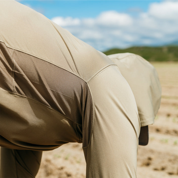 farmpro hoodie farm shirt sun shirt ranch shirt UPF30 tan venting fieldwork