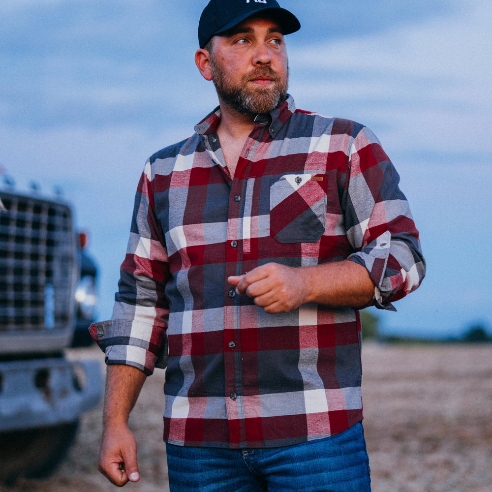 harvester flannel cotton farm shirt ranch shirt soft red soybean farm truck 