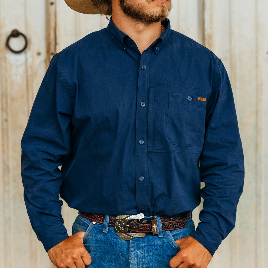 harvester cotton farm shirt ranch shirt work shirt navy cowboy ranch