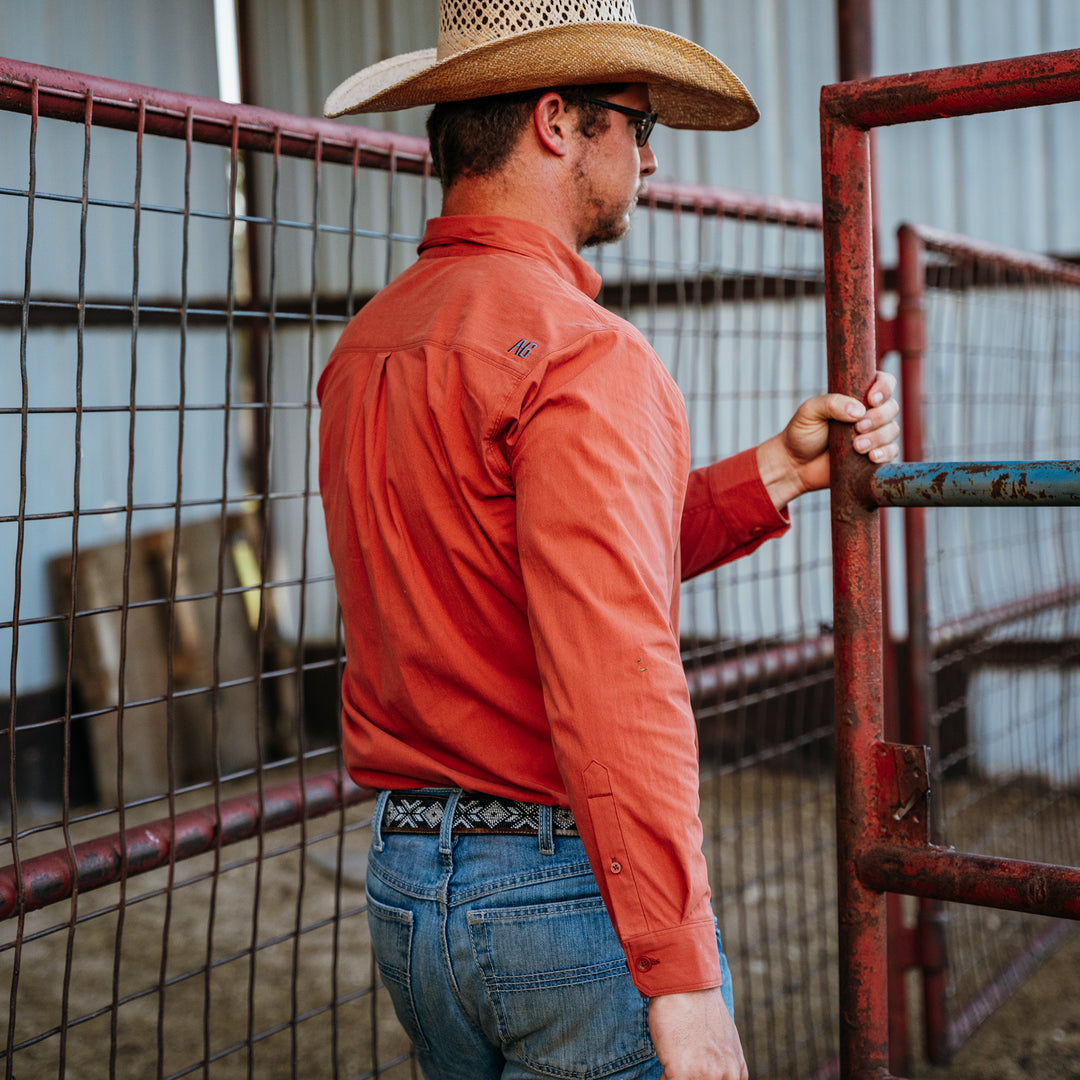 harvester cotton farm shirt ranch shirt work shirt brick farm cattle gate cowboy