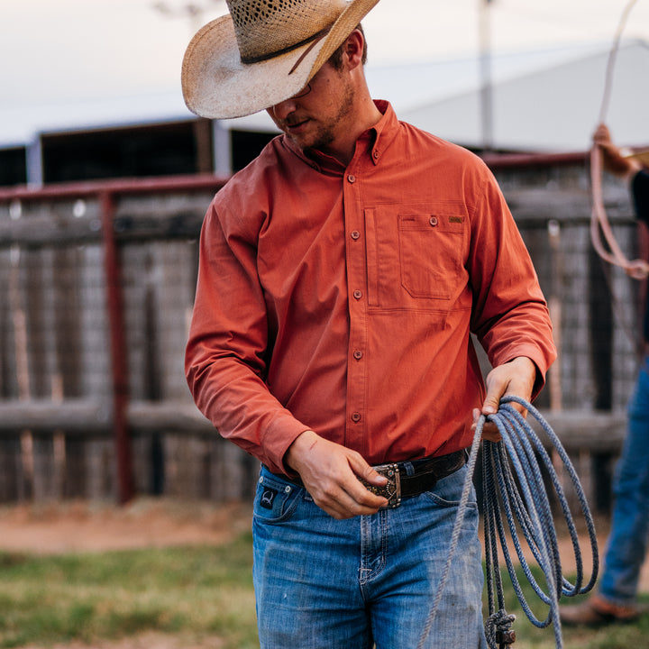 harvester cotton farm shirt ranch shirt work shirt brick rope cowboy