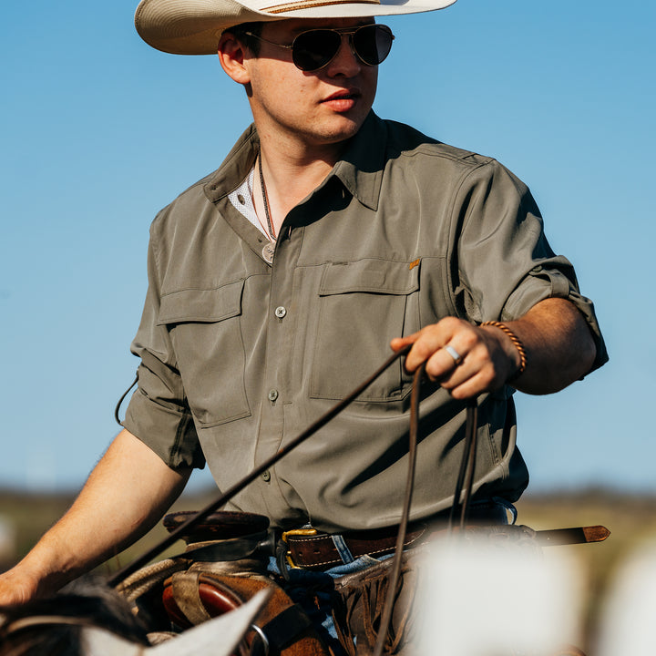 haybaler breathable farm shirt work shirt ranch shirt cape back UPF30 earth cowboy horse sun
