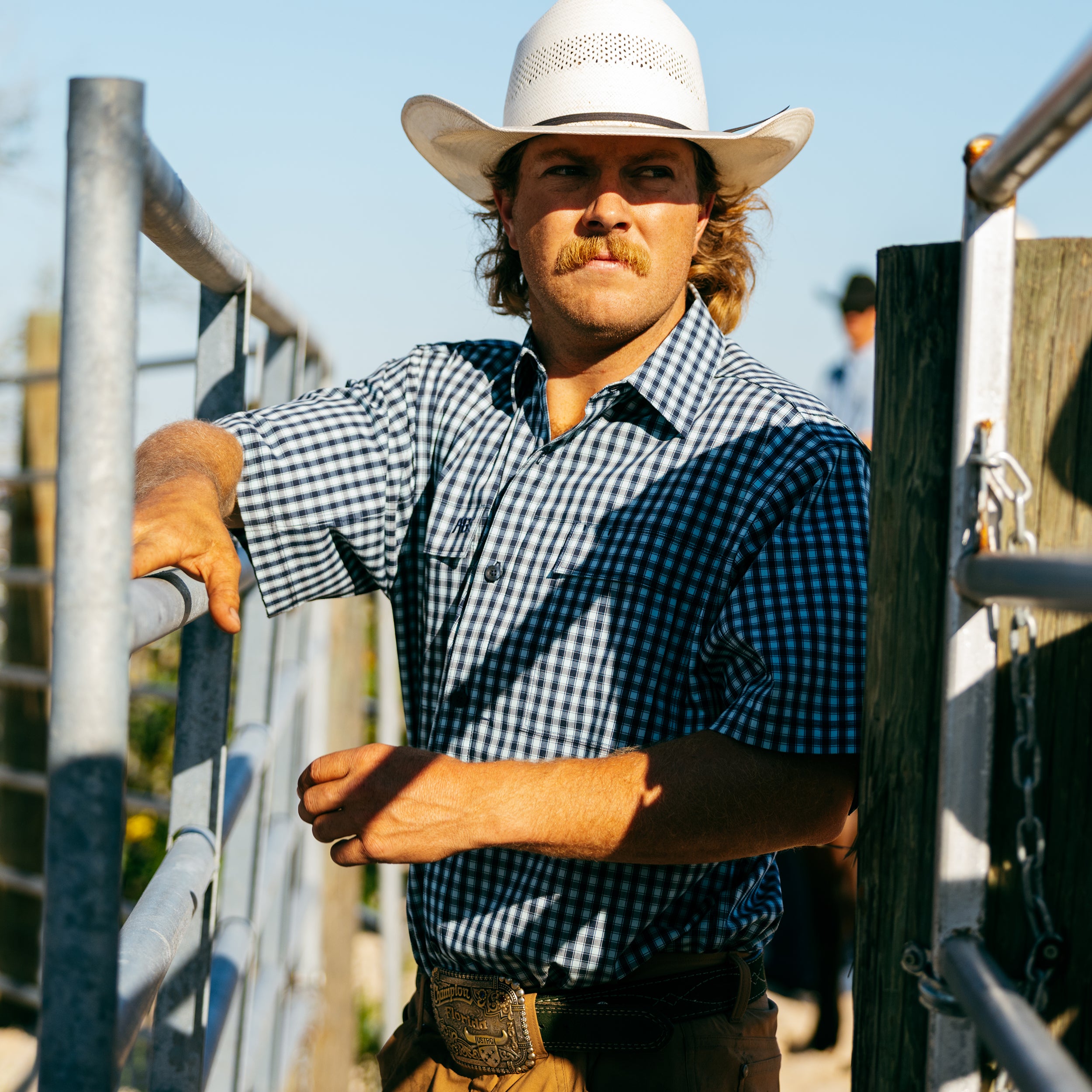 Haybaler Short Sleeve - Ice Blue Gingham