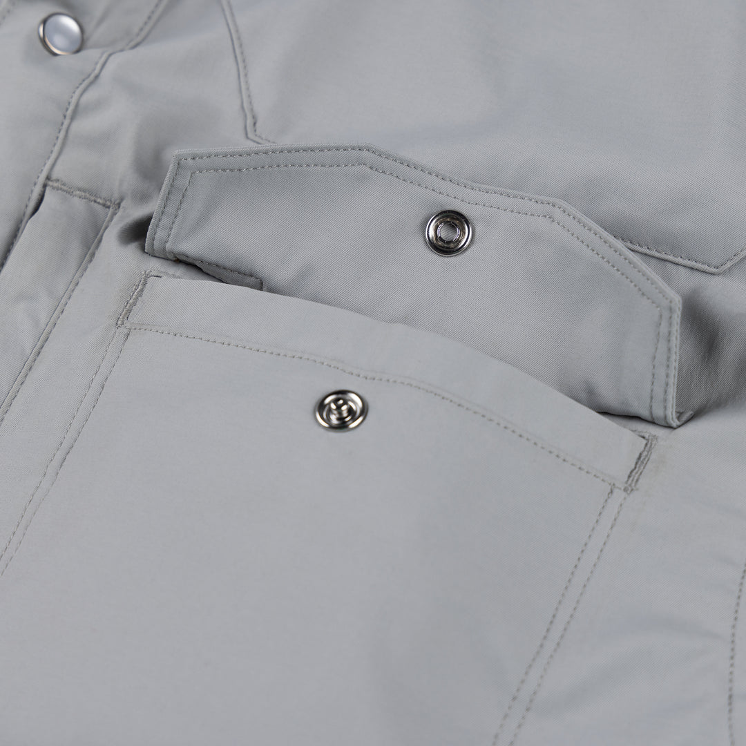 stockyard farm shirt ranch shirt pearl snaps western cut work shirt on ranch laser perforation pearl snaps grey pocket