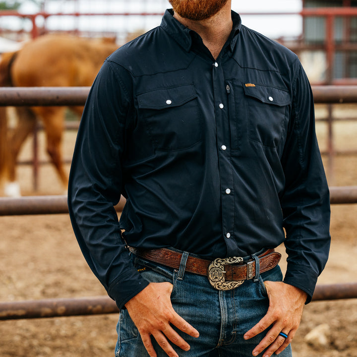 black stockyard farm shirt ranch shirt pearl snaps western cut work shirt on ranch laser perforation pearl snaps rancher cowboy cattle