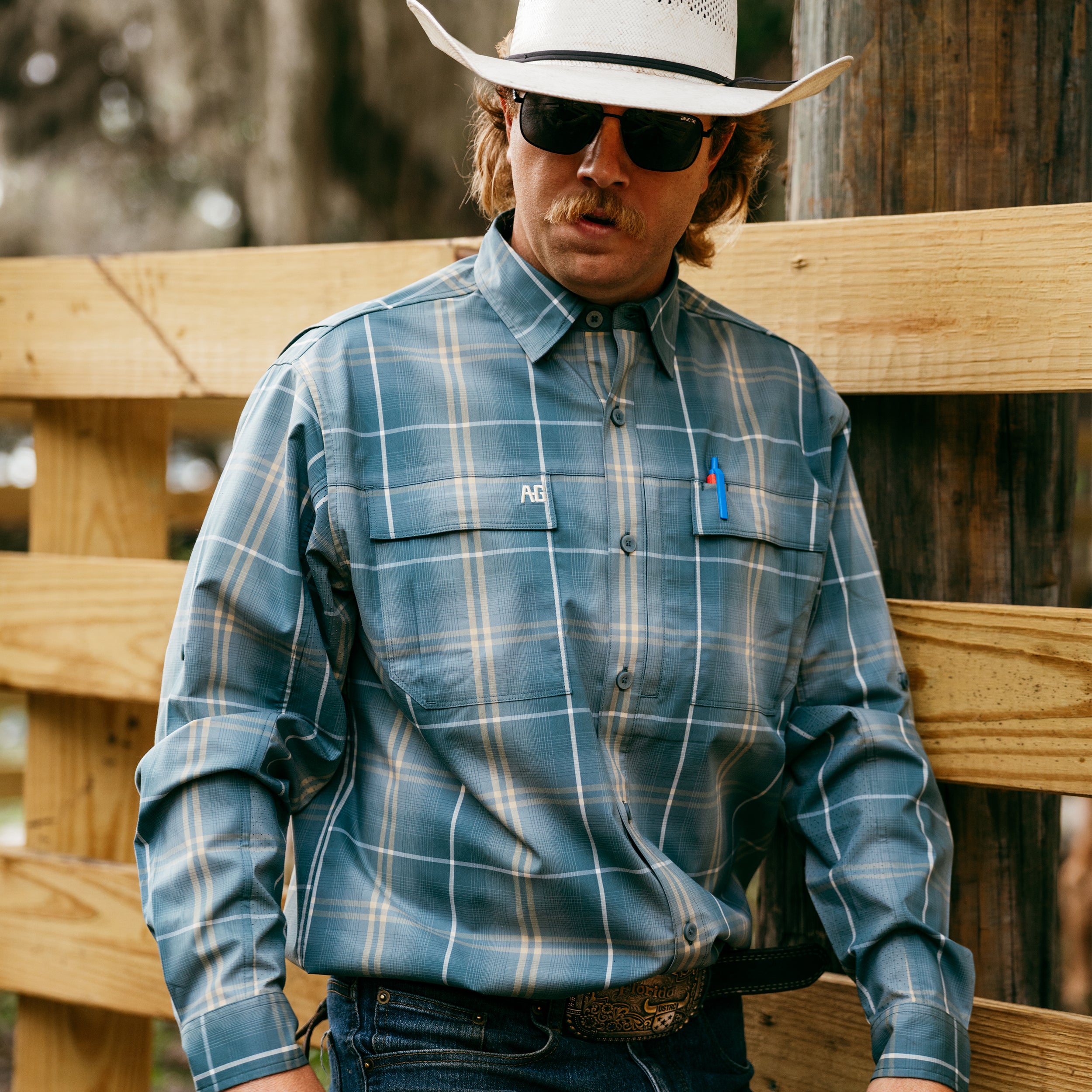 Haybaler Acre Plaid LS Titanium Blue - Sale