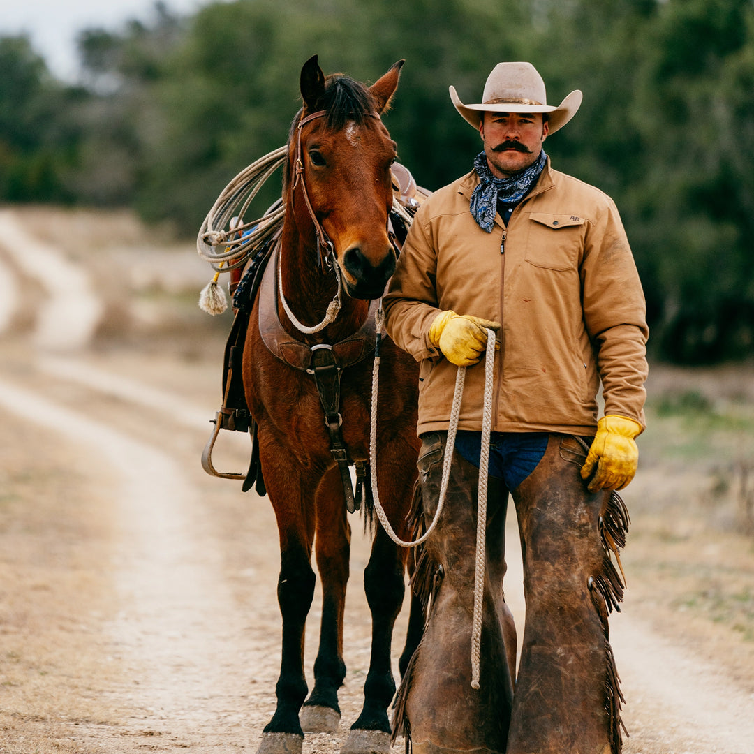 Winston jacket farm jacket ranch jacket durable zip weatherproof khaki cowboy mustache horse work