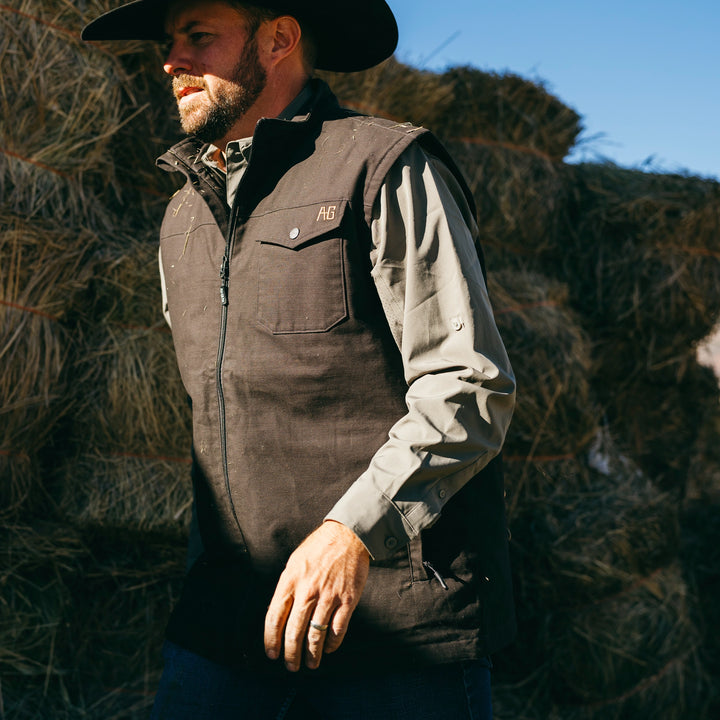 Winston vest farm vest ranch vest durable zip weatherproof espresso hay work rancher cowboy farmwork