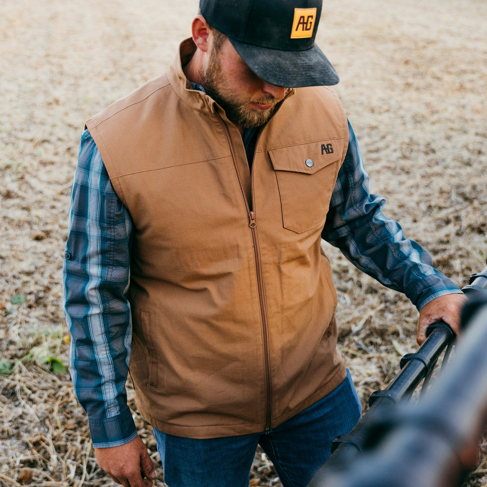 Winston vest farm vest ranch vest durable zip weatherproof khaki  farmer combine soybean work