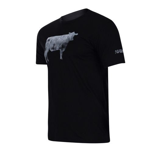 AG cow graphic on black cotton teeshirt farm shirt 