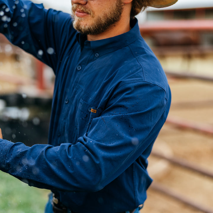 harvester cotton farm shirt ranch shirt work shirt navy water resistant cowboy