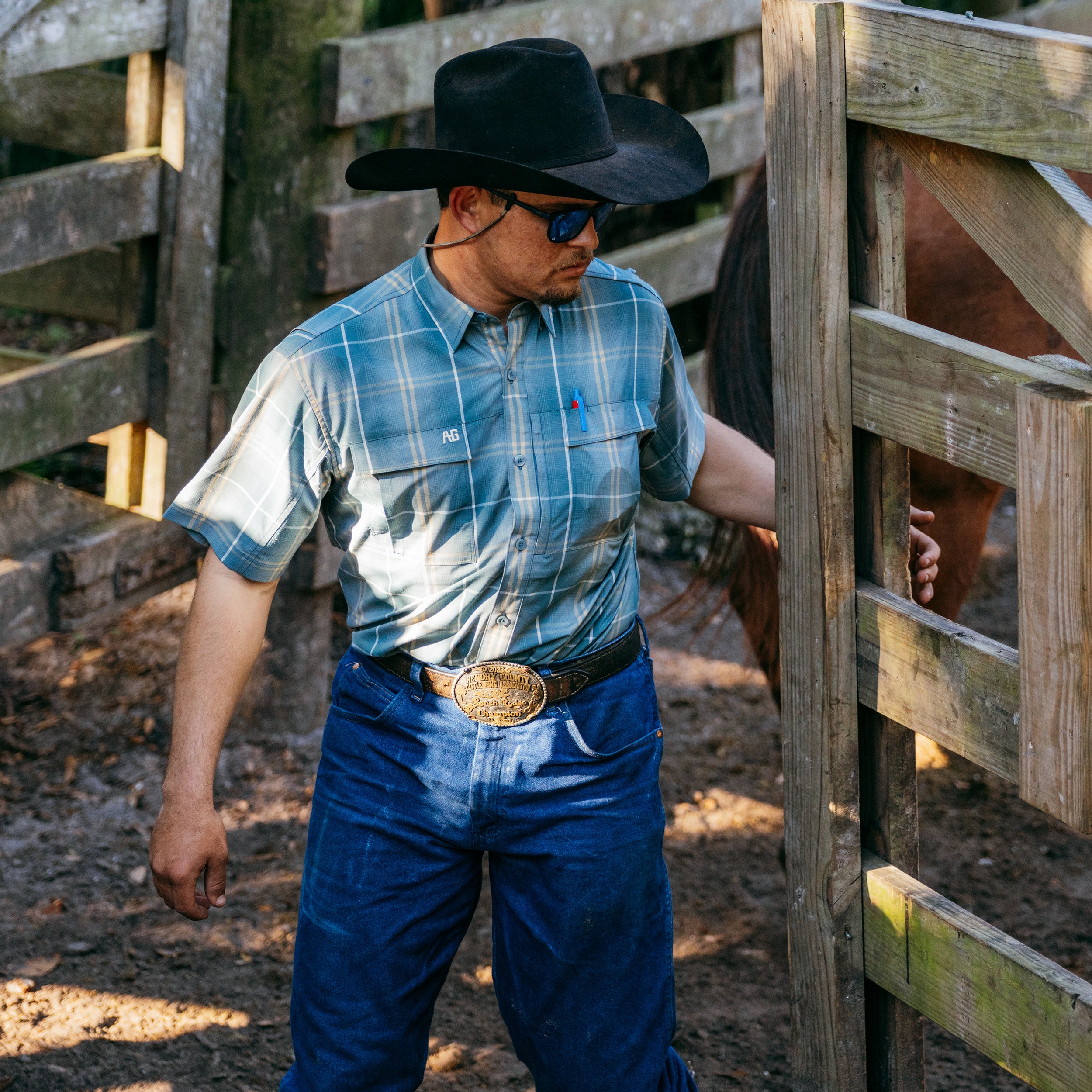Haybaler Short Sleeve - Titanium Blue Acre Plaid
