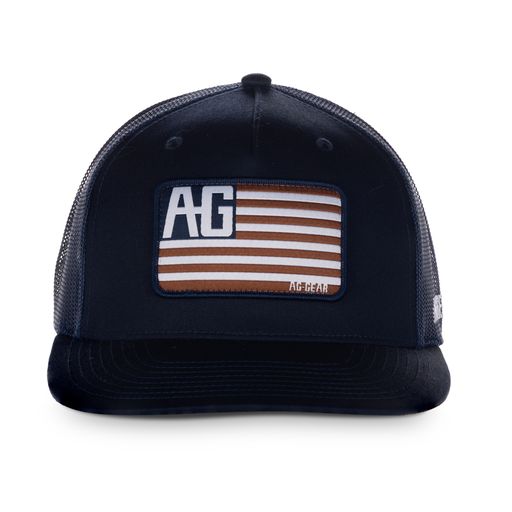 American flag on blue hat