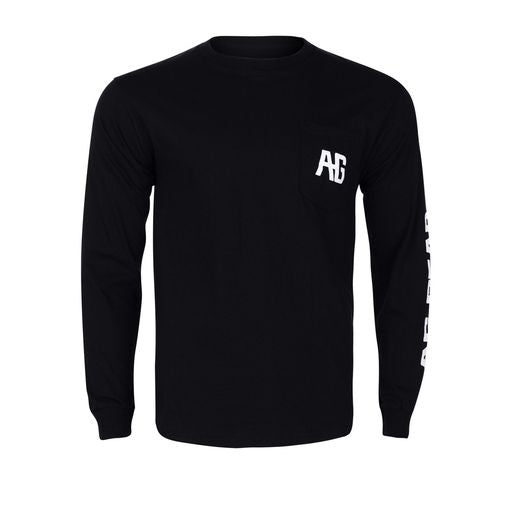 AG  pocket graphic on black cotton pocket long sleeve teeshirt farm shirt