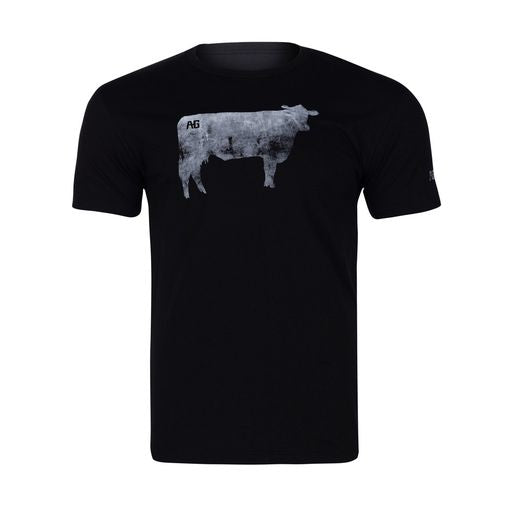 AG cow graphic on black cotton teeshirt farm shirt 