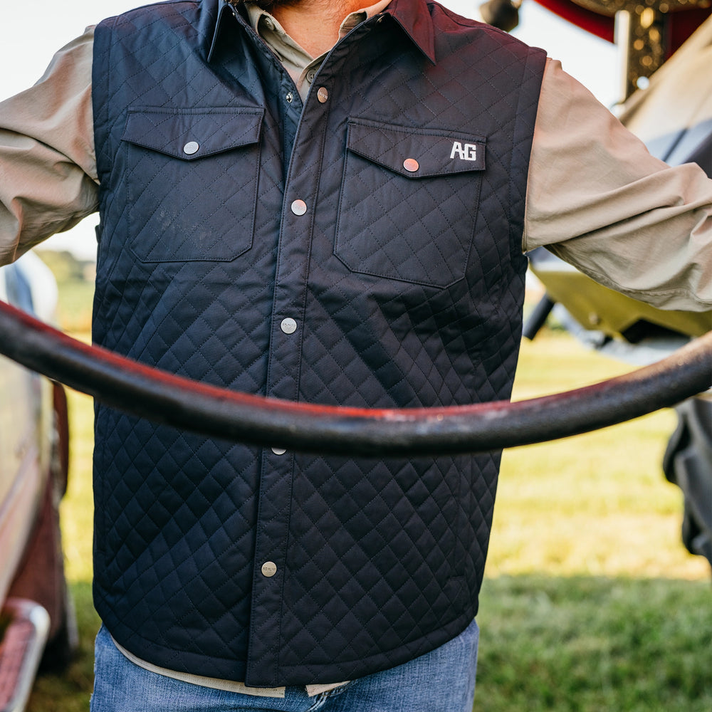 silo vest quilted windproof farm vest ranch vestclassic style black farmer working tractor