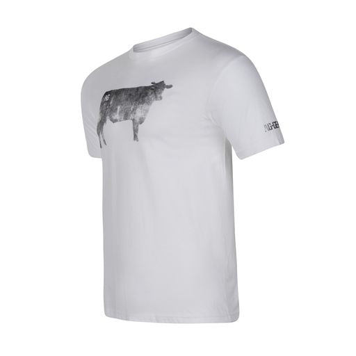 AG cow graphic on white cotton teeshirt farm shirt 