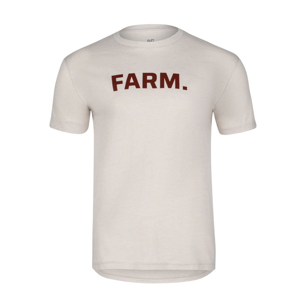 AG farm word graphic on sand cotton teeshirt farmshirt