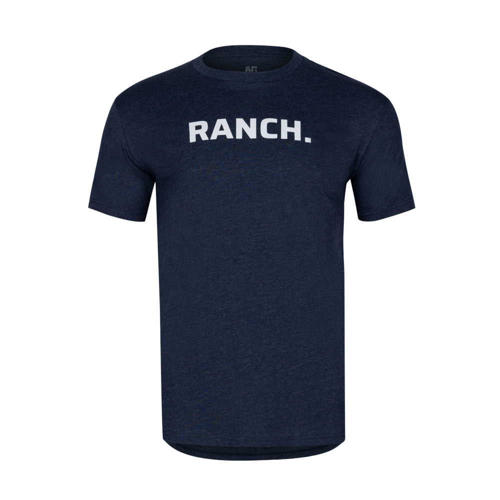 AG ranch word graphic on navy cotton teeshirt farmshirt