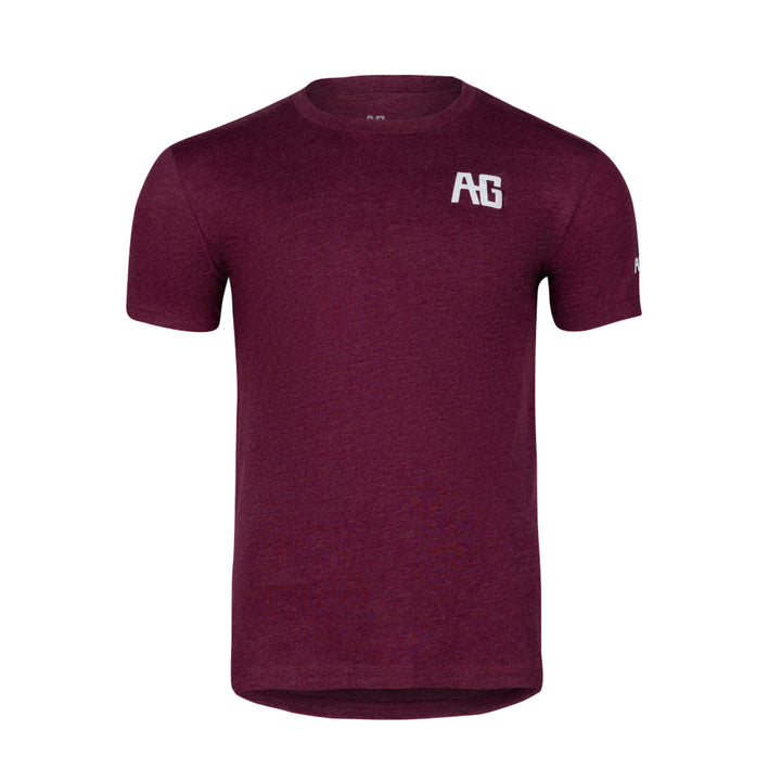 AG certified graphic on maroon cotton teeshirt farm shirt 