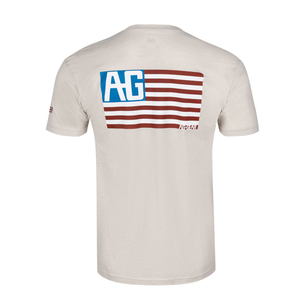 AG American flag graphic on sand cotton teeshirt farmshirt