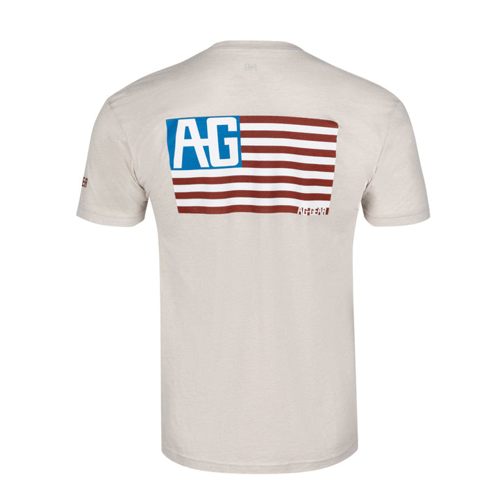 AG American flag graphic on sand cotton teeshirt farmshirt