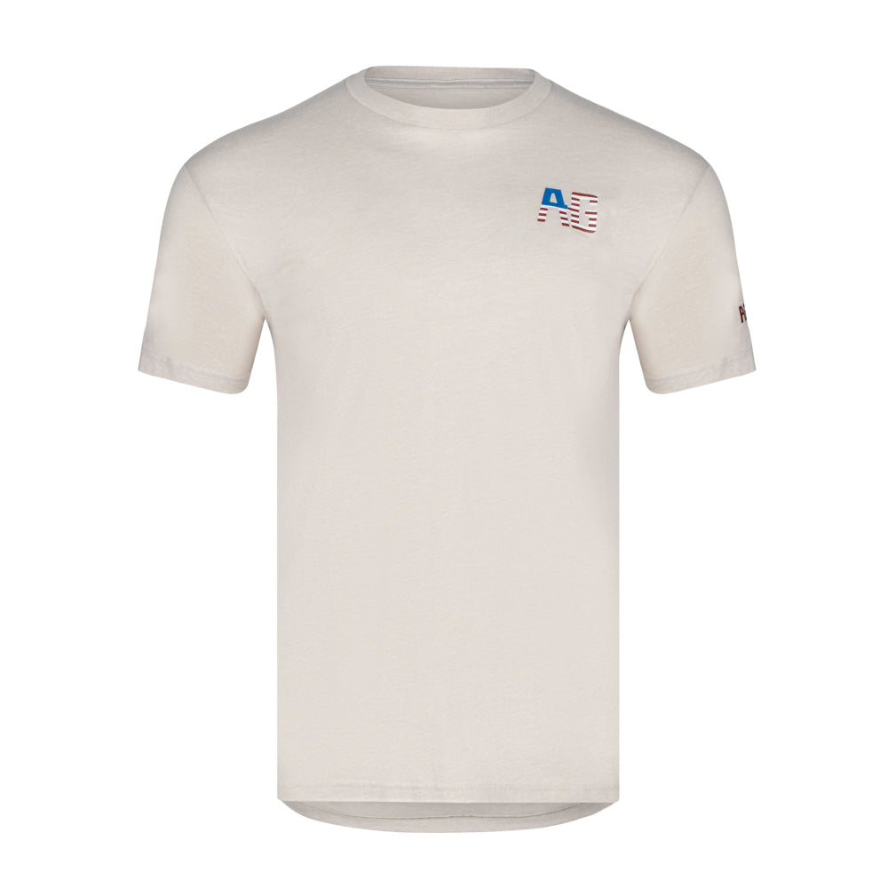 AG American flag graphic on sand cotton teeshirt farm shirt