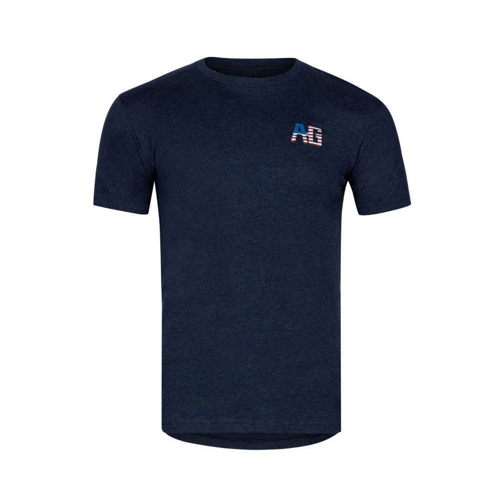 AG American flag graphic on navy cotton teeshirt farm shirt 